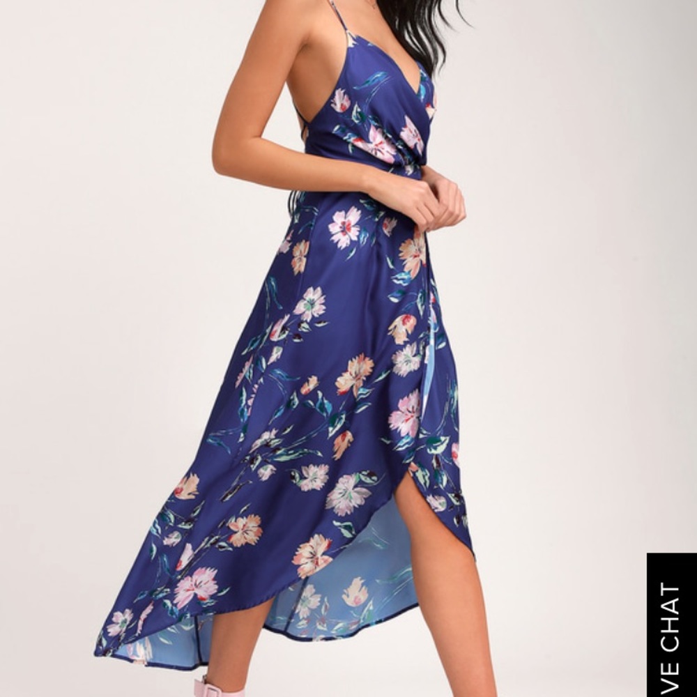 Lulus Wylden Royal Blue Floral Print dress